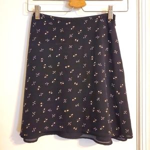REAL SILK skirt, high waisted, ballet style, semi-formal, office, black, thin